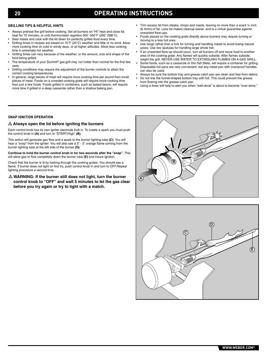 Operating instructions | weber 89561 User Manual | Page 20 / 76