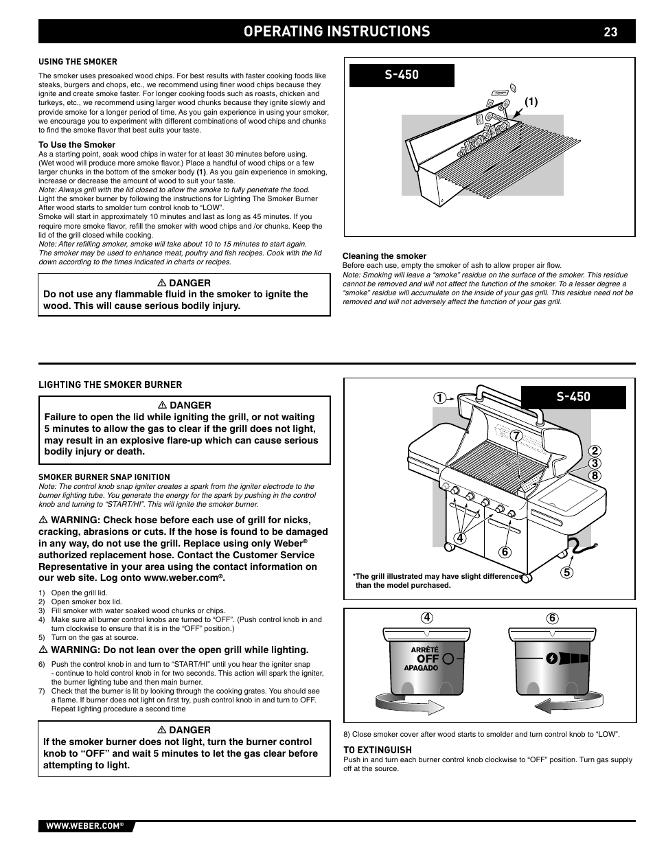 Operating instructions, S-450 | weber 89561 User Manual | Page 23 / 76