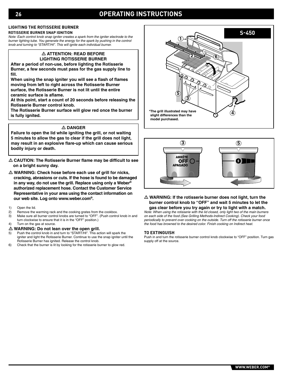 Operating instructions, S-450 | weber 89561 User Manual | Page 26 / 76