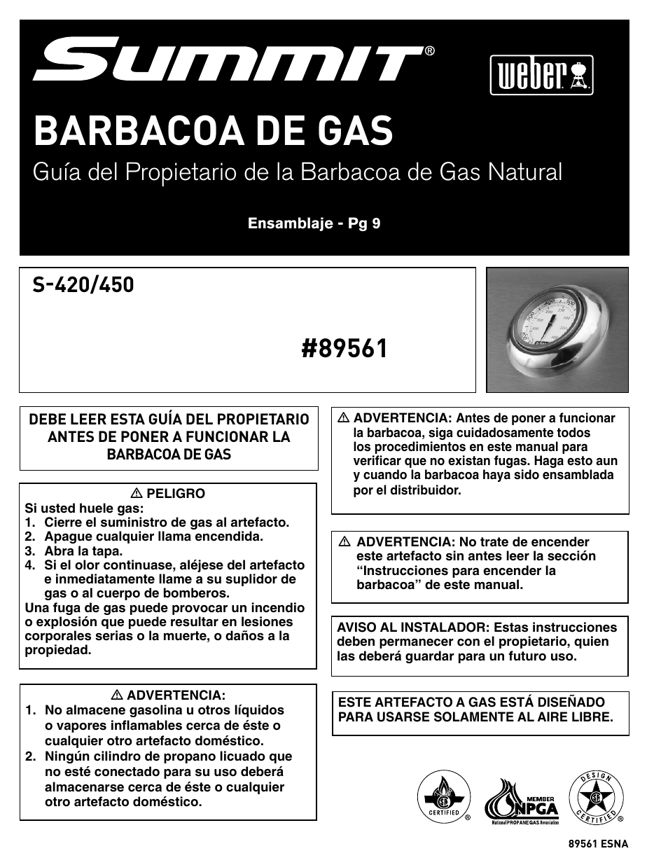 Barbacoa de gas, Guía del propietario de la barbacoa de gas natural | weber 89561 User Manual | Page 32 / 76