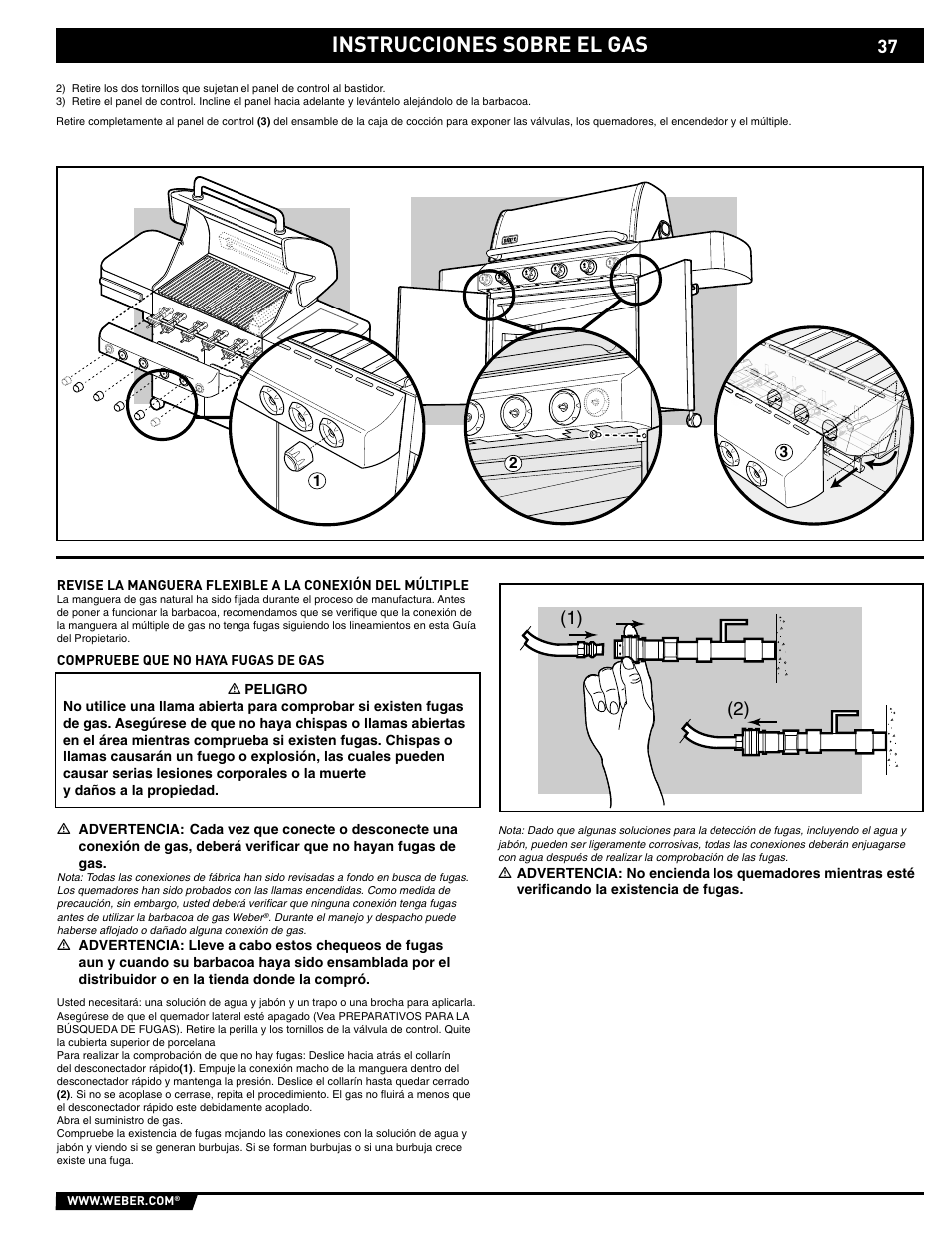 Instrucciones sobre el gas | weber 89561 User Manual | Page 37 / 76