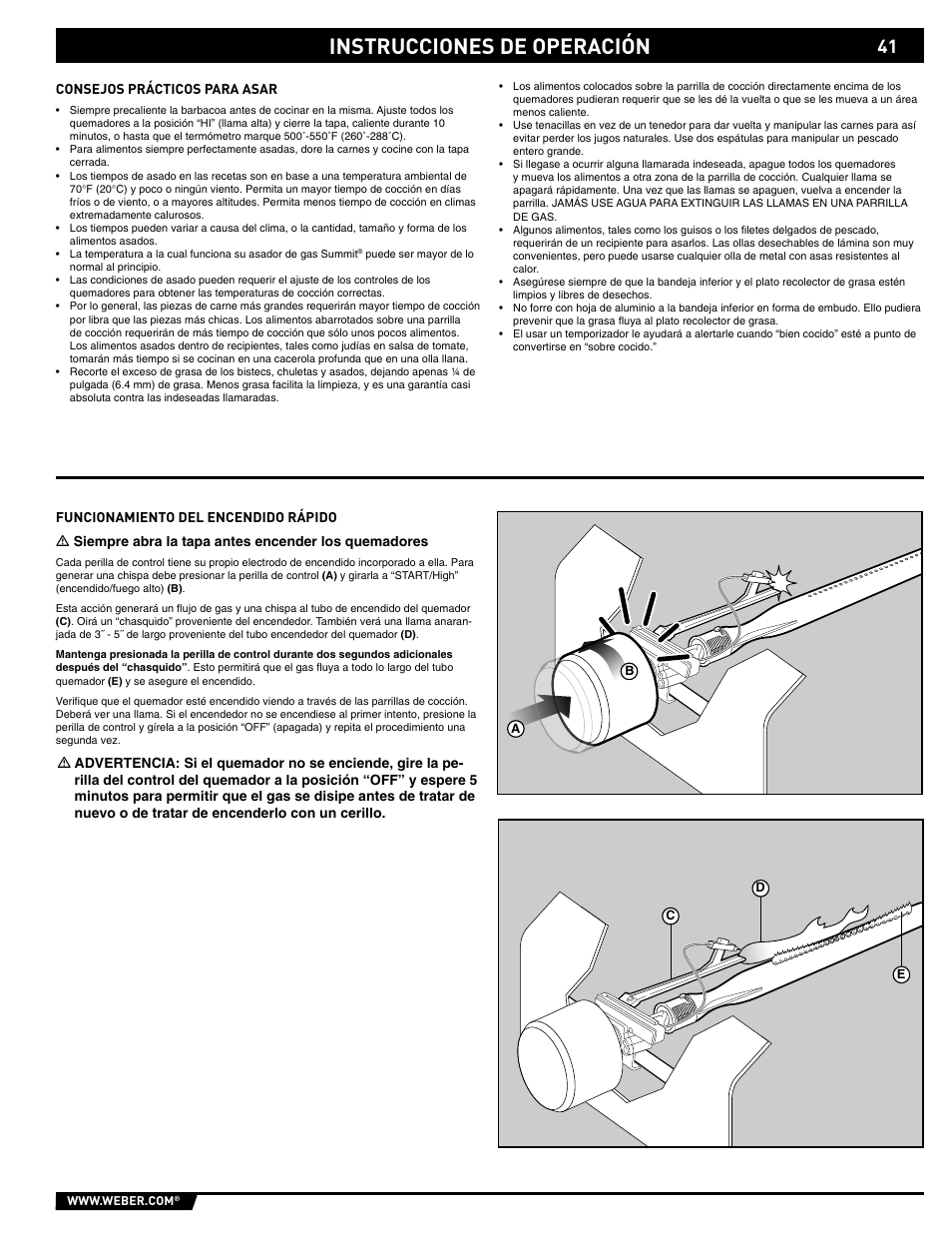 Instrucciones de operación | weber 89561 User Manual | Page 41 / 76