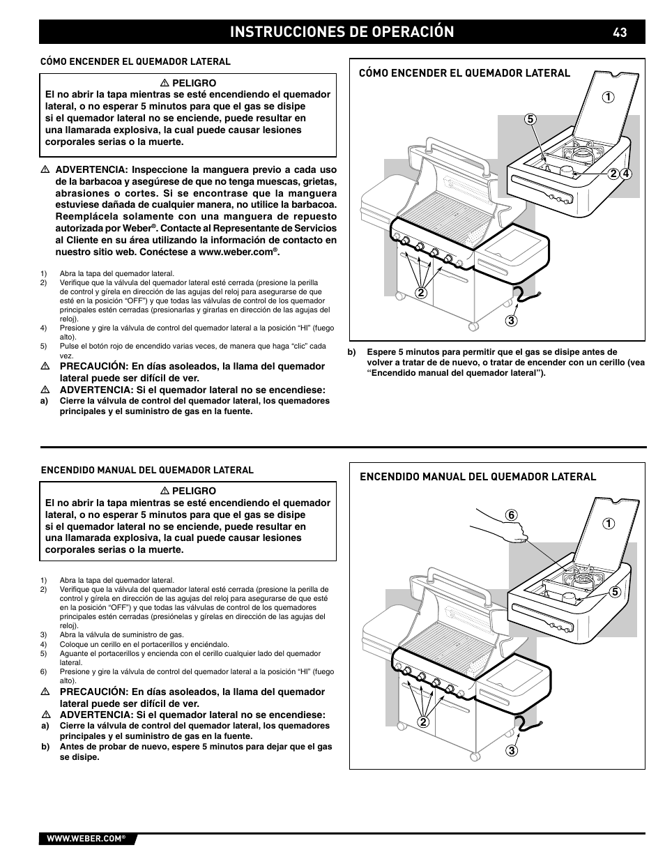 Instrucciones de operación | weber 89561 User Manual | Page 43 / 76