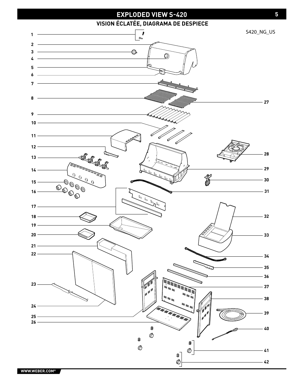 Exploded view s-420 | weber 89561 User Manual | Page 5 / 76