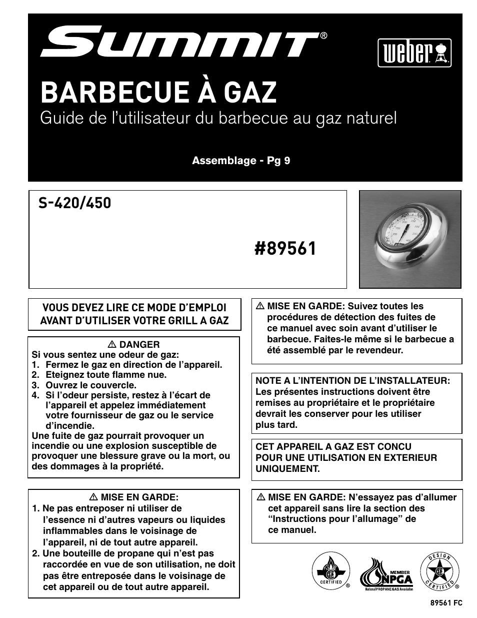 Barbecue à gaz, Guide de l’utilisateur du barbecue au gaz naturel | weber 89561 User Manual | Page 53 / 76