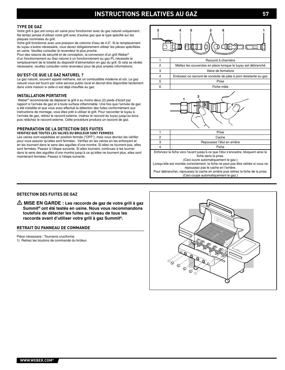Instructions relatives au gaz | weber 89561 User Manual | Page 57 / 76