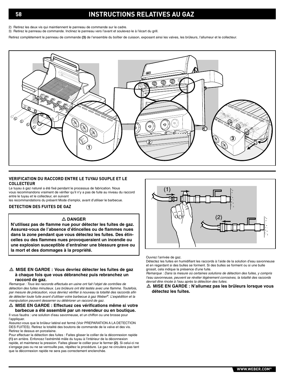 Instructions relatives au gaz | weber 89561 User Manual | Page 58 / 76