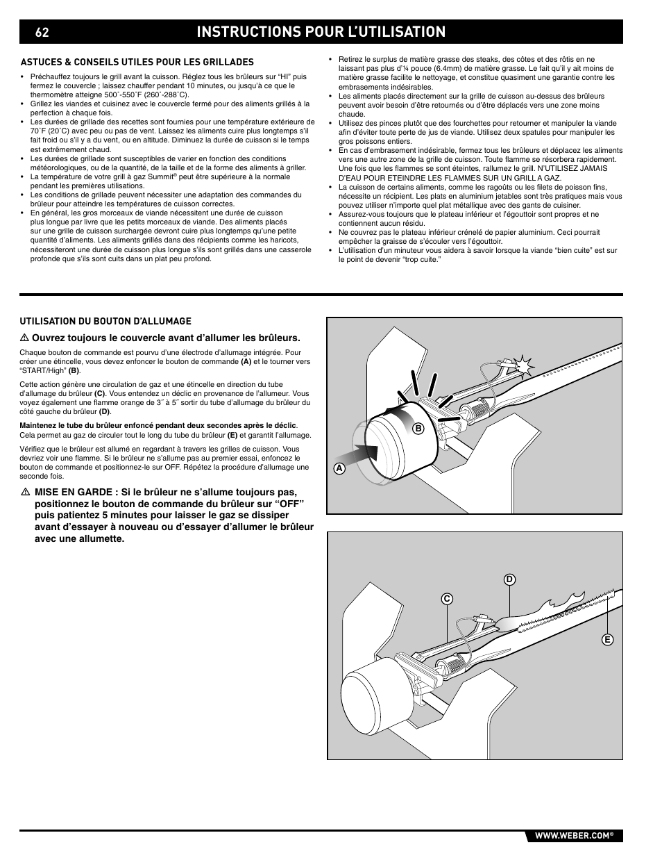 Instructions pour l’utilisation | weber 89561 User Manual | Page 62 / 76