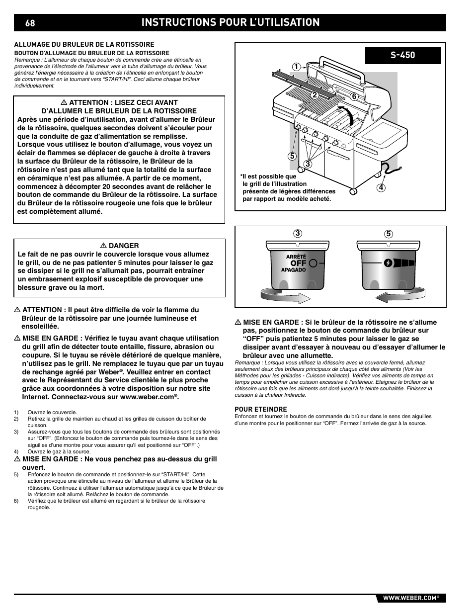 Instructions pour l’utilisation, S-450 | weber 89561 User Manual | Page 68 / 76