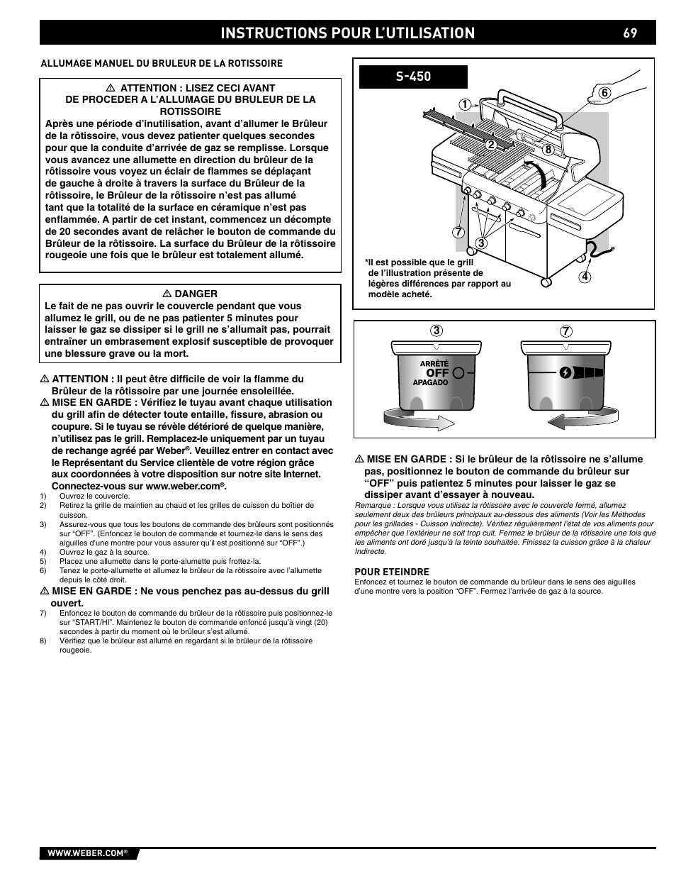 Instructions pour l’utilisation, S-450 | weber 89561 User Manual | Page 69 / 76