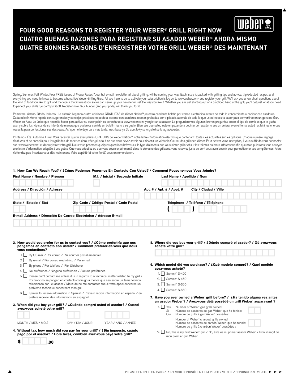 Four good reasons to register your weber, Des maintenant | weber 89561 User Manual | Page 75 / 76