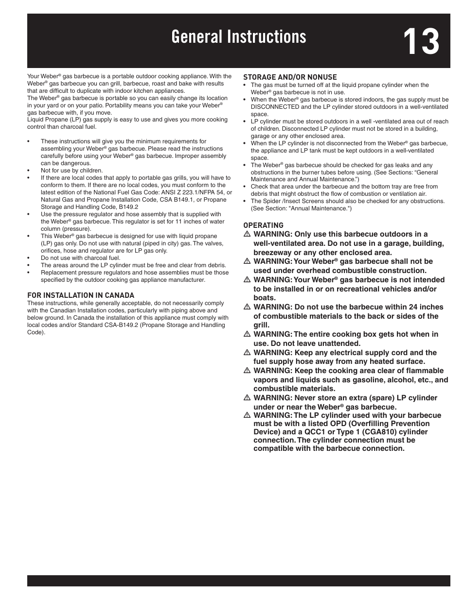 General instructions | weber 77576 User Manual | Page 13 / 56