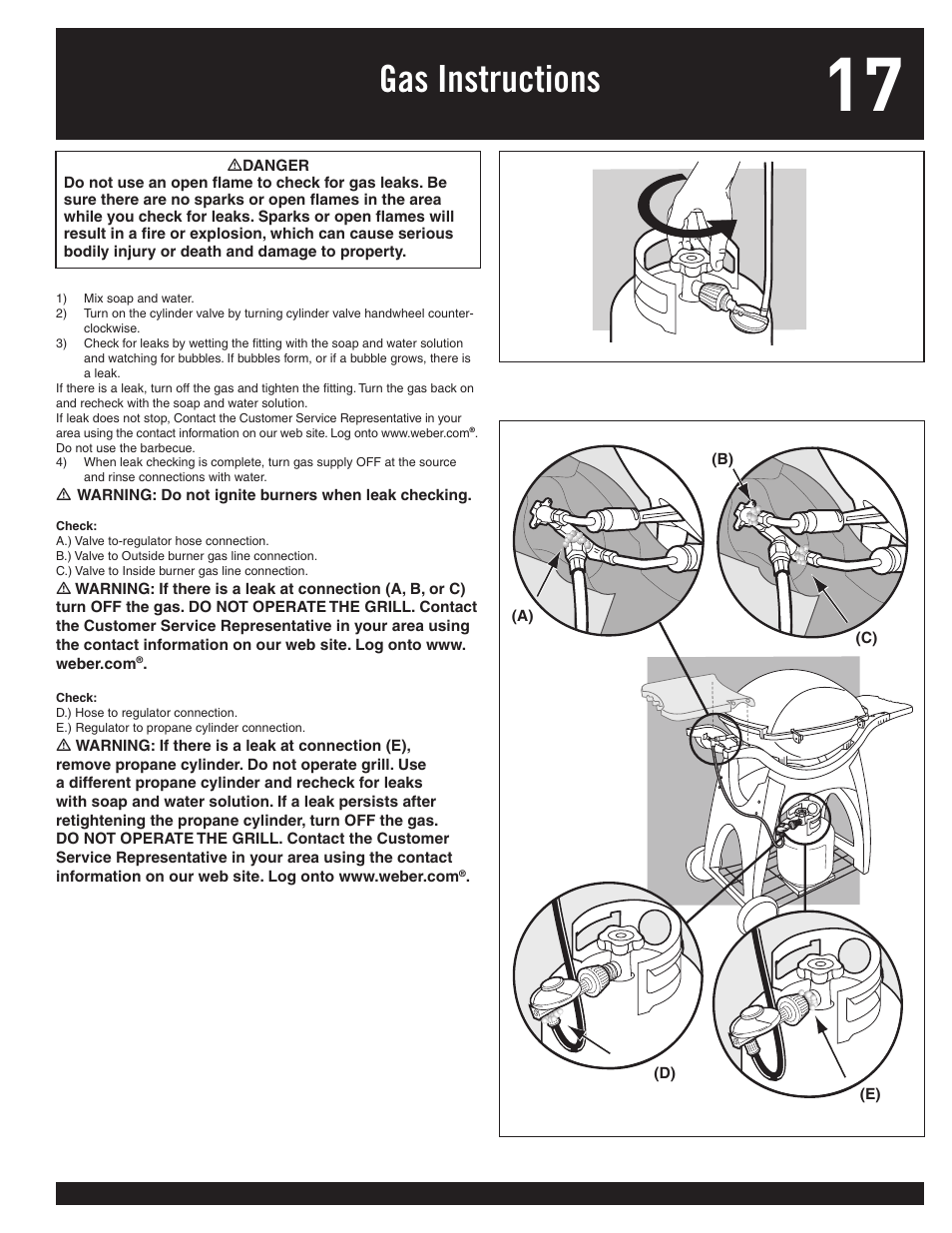 Gas instructions | weber 77576 User Manual | Page 17 / 56