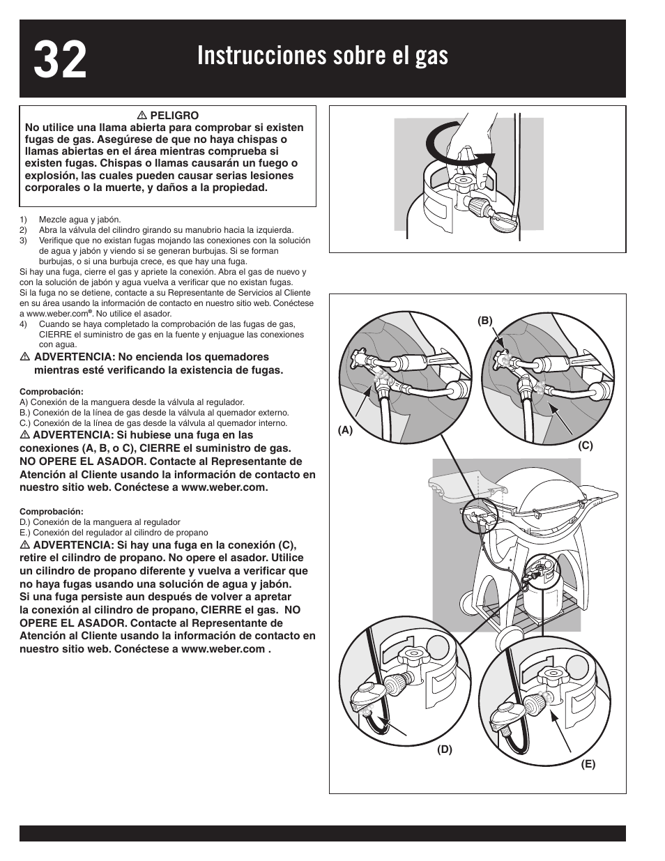 Instrucciones sobre el gas | weber 77576 User Manual | Page 32 / 56