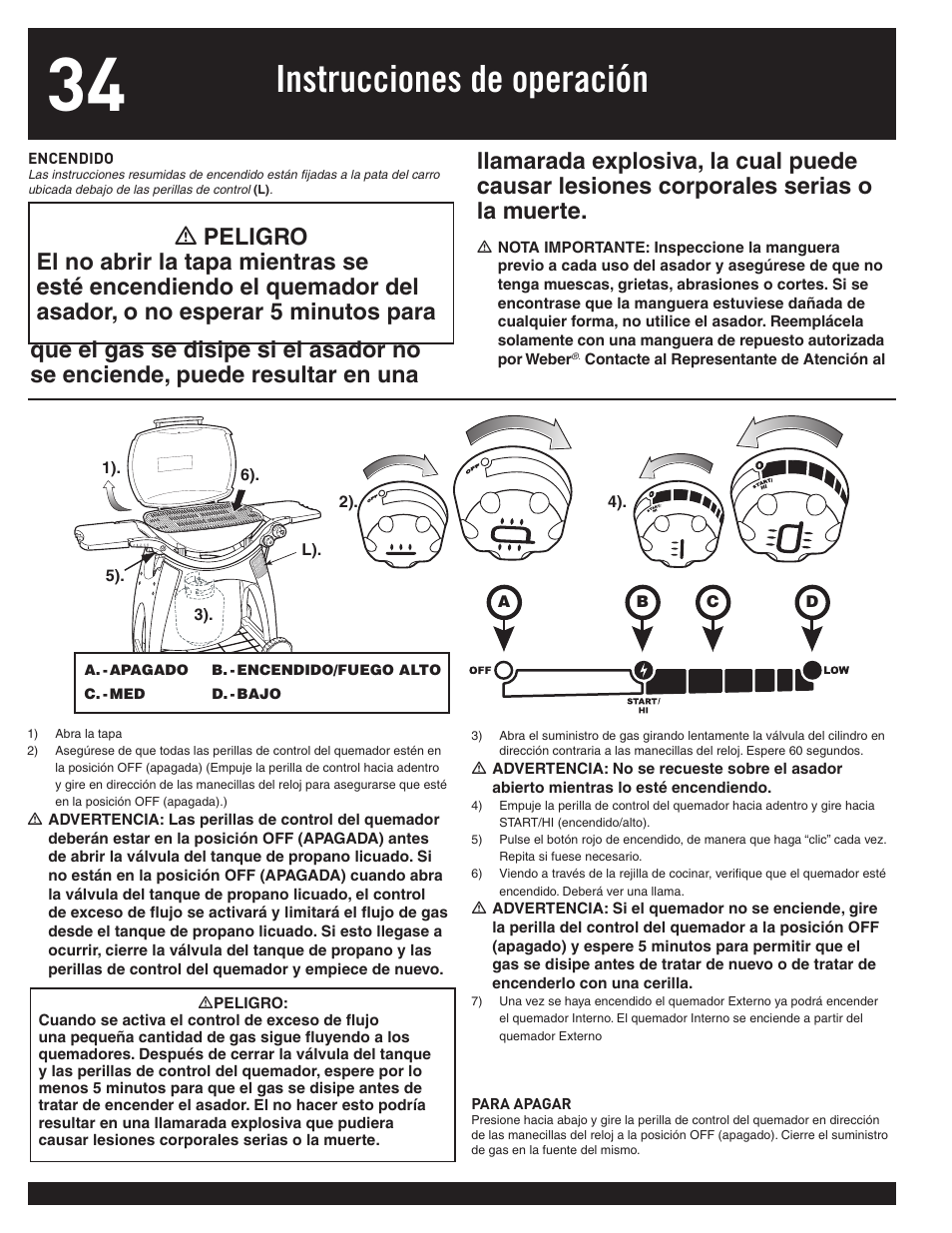 Instrucciones de operación | weber 77576 User Manual | Page 34 / 56