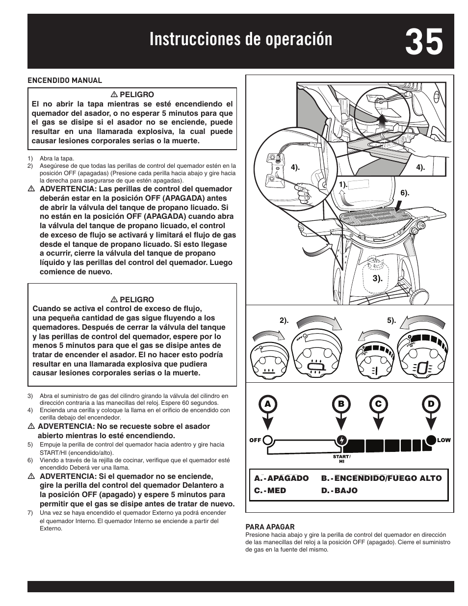 Instrucciones de operación | weber 77576 User Manual | Page 35 / 56