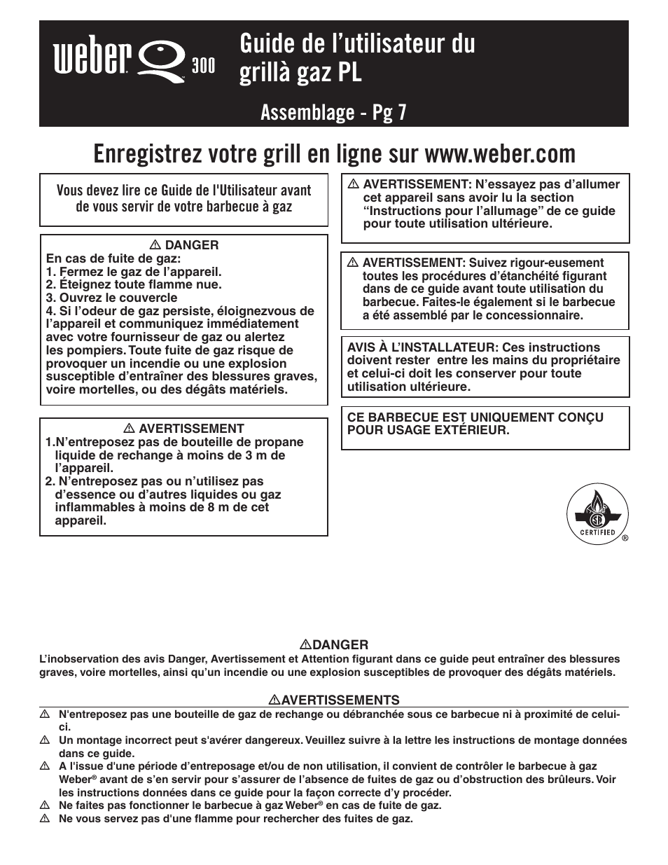 Guide de l’utilisateur du grillà gaz pl, Assemblage - pg 7 | weber 77576 User Manual | Page 40 / 56