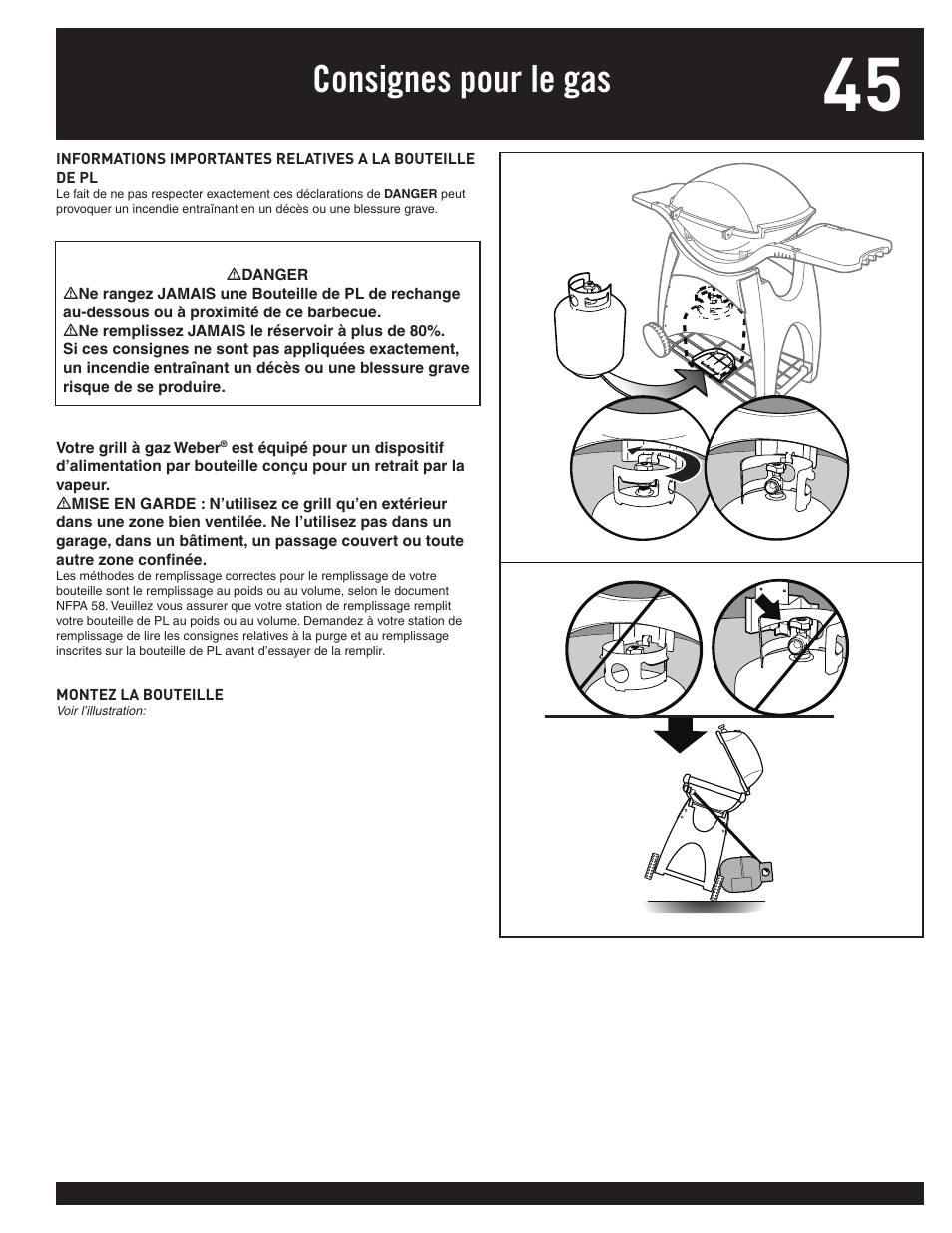 Consignes pour le gas | weber 77576 User Manual | Page 45 / 56