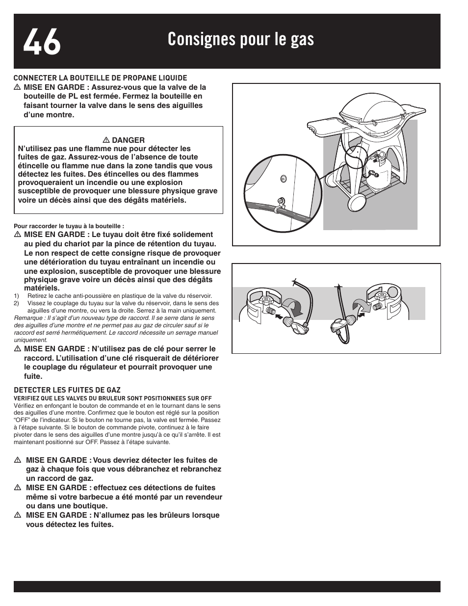 Consignes pour le gas | weber 77576 User Manual | Page 46 / 56