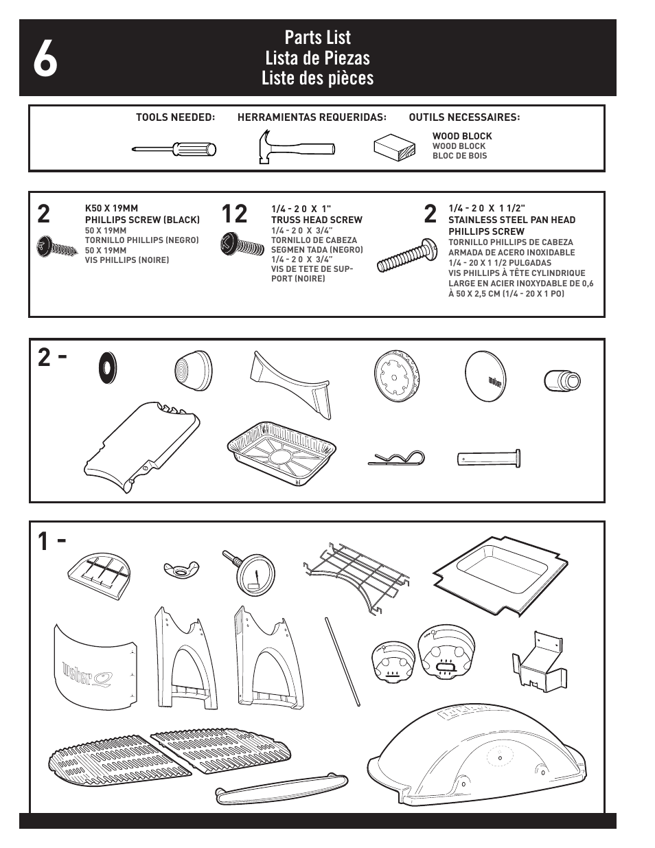 Parts list lista de piezas liste des pièces | weber 77576 User Manual | Page 6 / 56