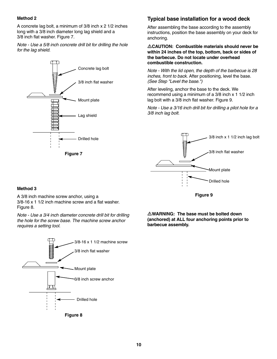 Typical base installation for a wood deck | weber 5500 User Manual | Page 10 / 48