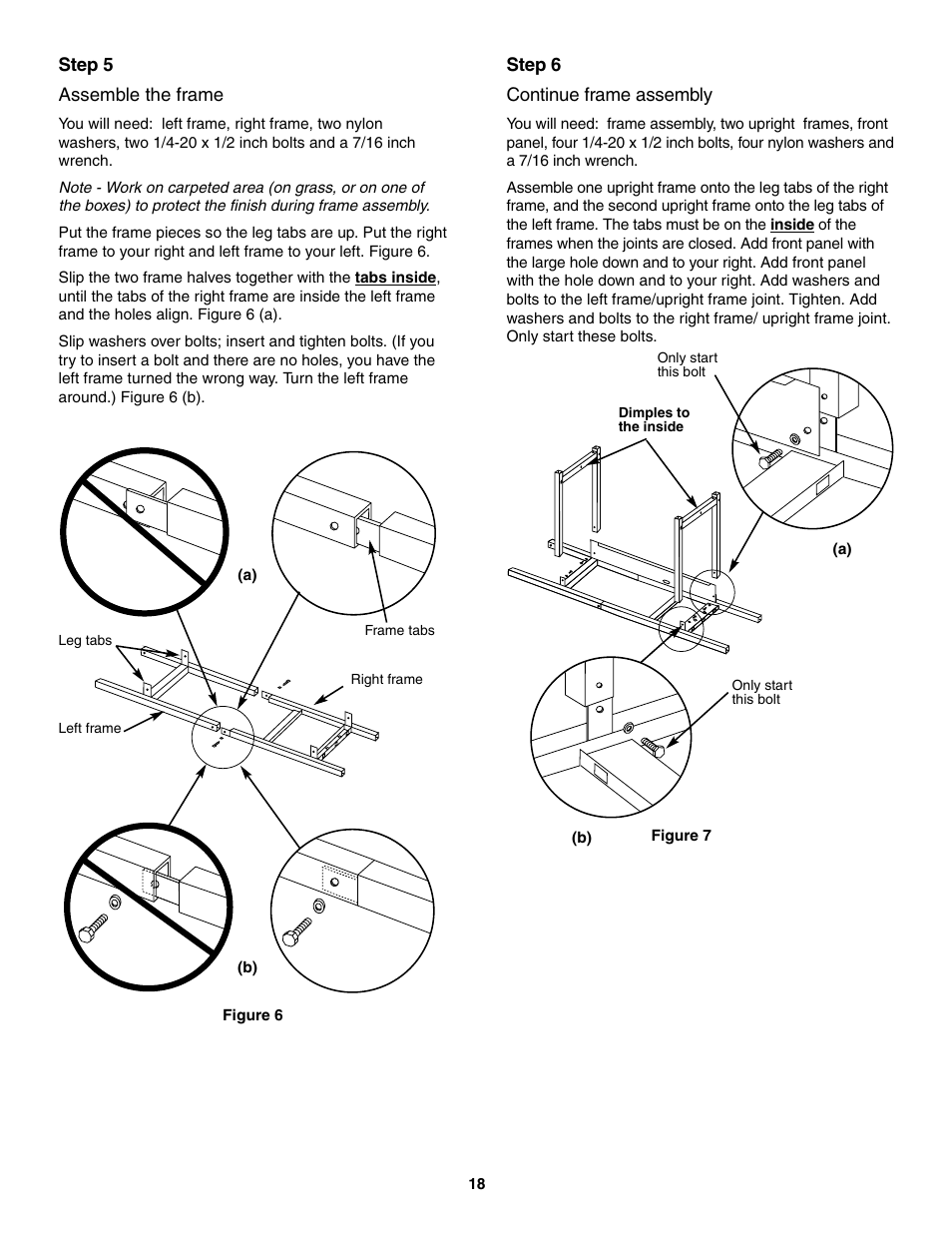 Assemble the frame, Continue frame assembly | weber 5500 User Manual | Page 18 / 48