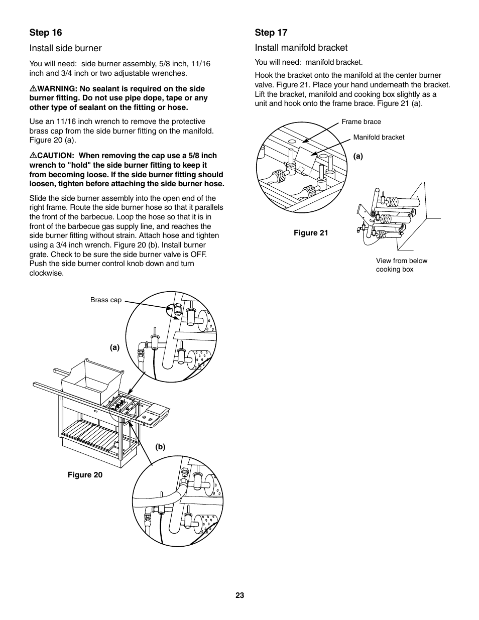 Install side burner, Install manifold bracket | weber 5500 User Manual | Page 23 / 48