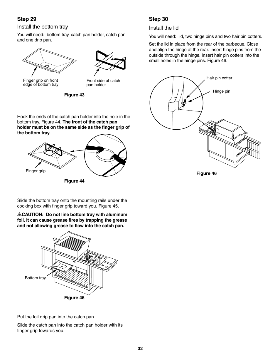Install the bottom tray, Install the lid | weber 5500 User Manual | Page 32 / 48