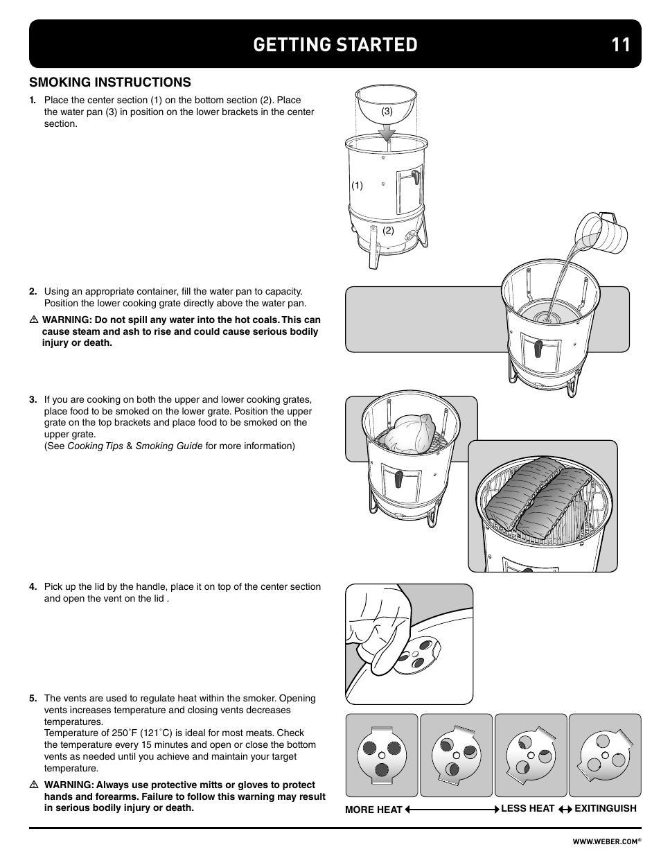 Getting started | weber SMOKEY MOUNTAIN COOKER 100108 User Manual | Page 11 / 20