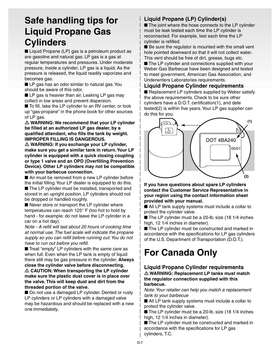 For canada only | weber Genesis Gold C User Manual | Page 24 / 32