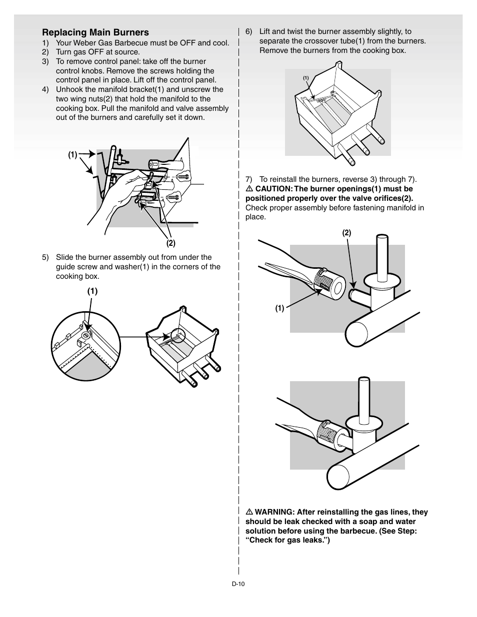 Replacing main burners | weber Genesis Gold C User Manual | Page 27 / 32