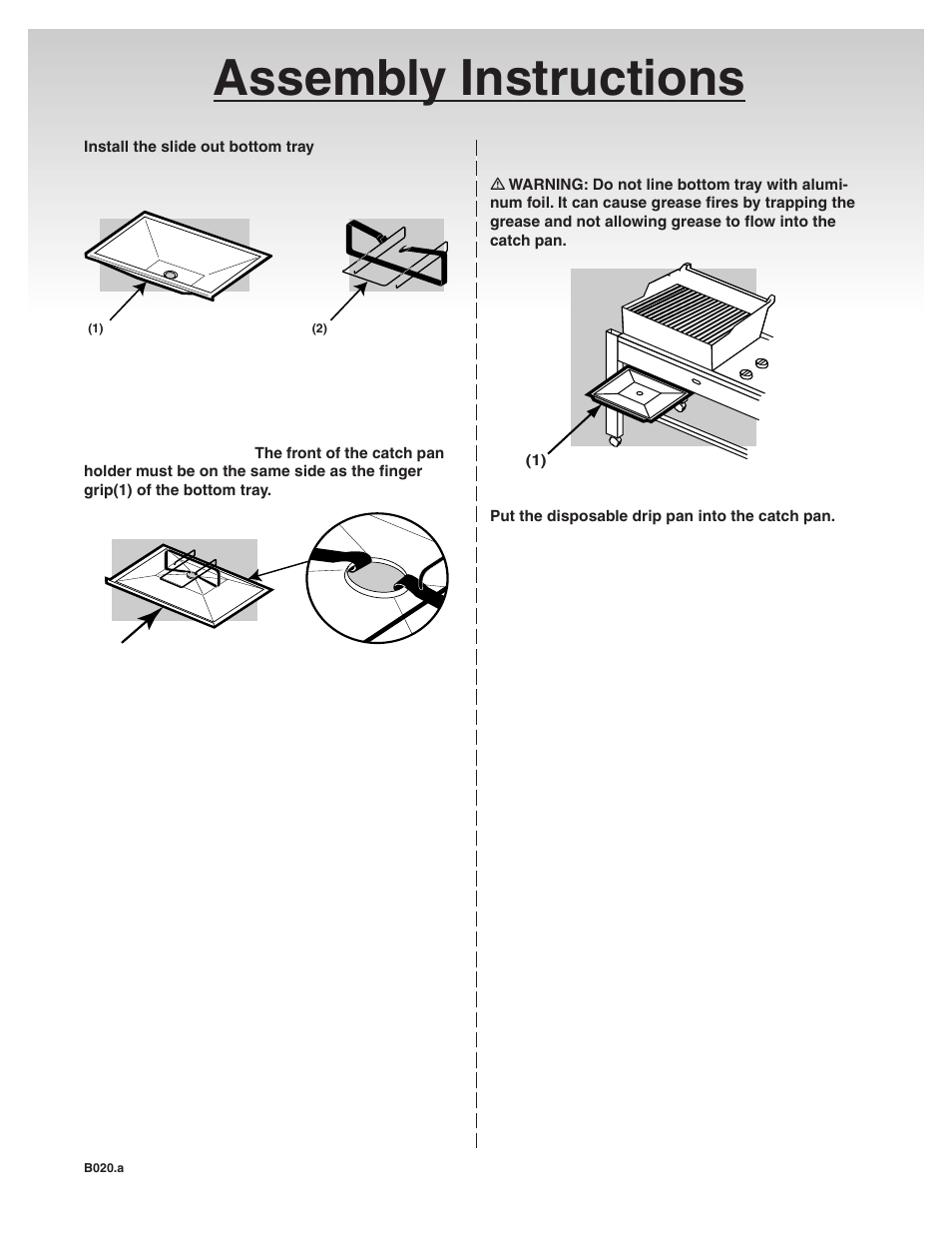 Assembly instructions, Install the slide out bottom tray | weber 41081 User Manual | Page 11 / 34