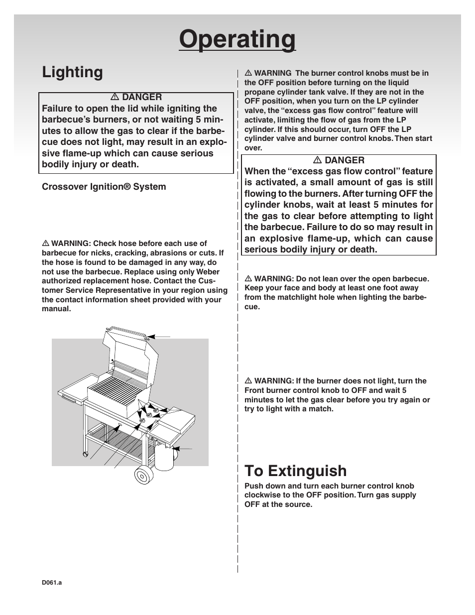 Operating, Lighting, To extinguish | weber 41081 User Manual | Page 19 / 34
