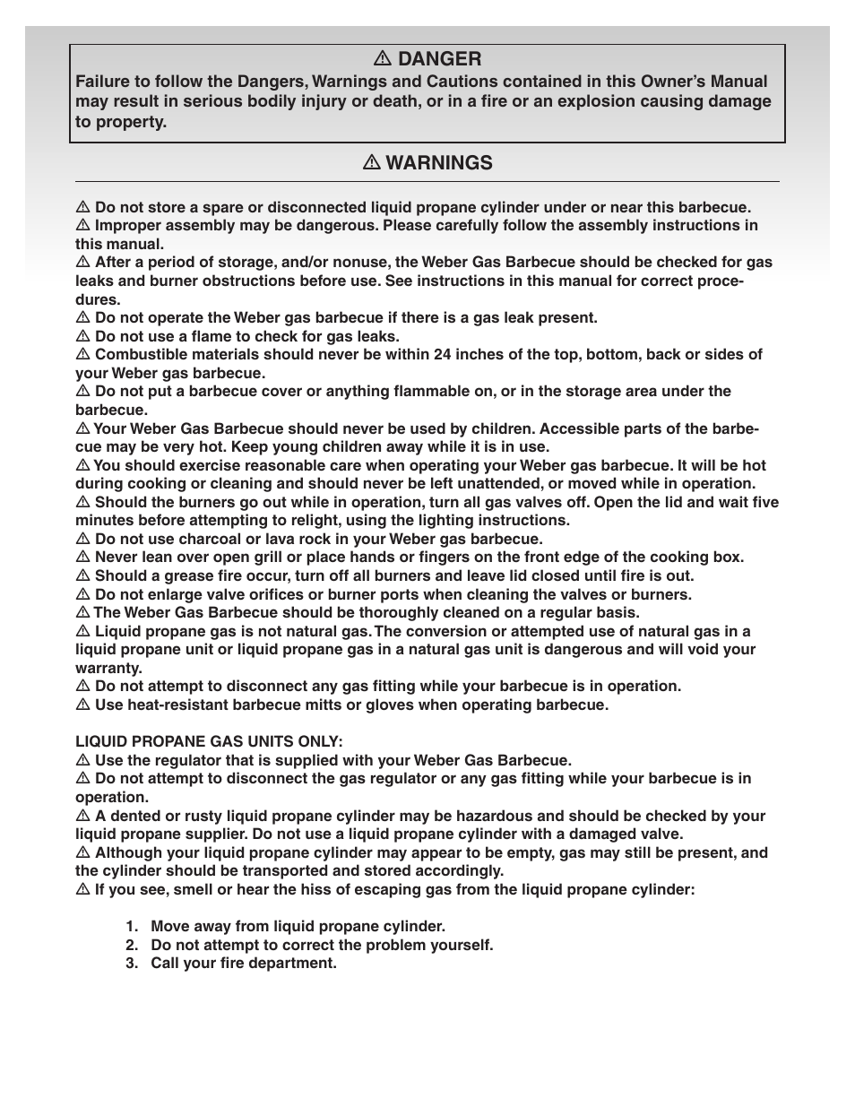 Dangers and warnings, Ƽdanger, Ƽwarnings | weber 41081 User Manual | Page 2 / 34