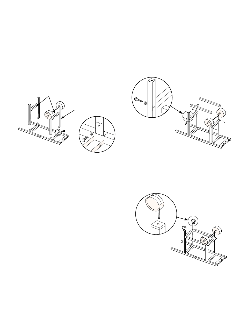 Continue frame assembly, Complete frame assembly, Insert casters | weber LP Gas Barbecue User Manual | Page 11 / 36
