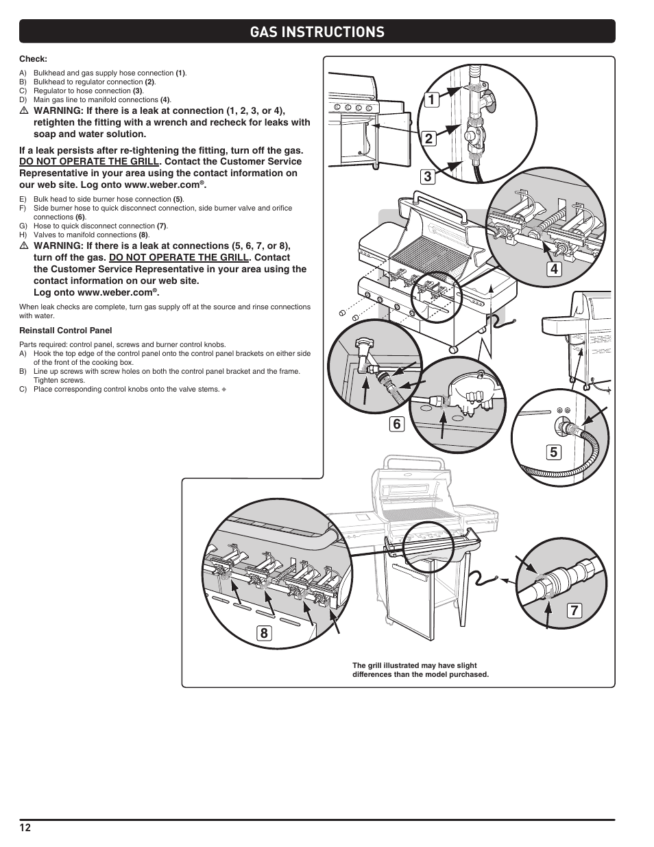Gas instructions | weber Summit 56221 User Manual | Page 12 / 80
