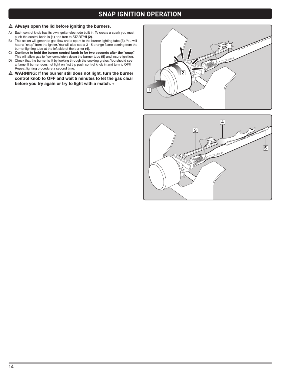 Snap ignition operation | weber Summit 56221 User Manual | Page 14 / 80