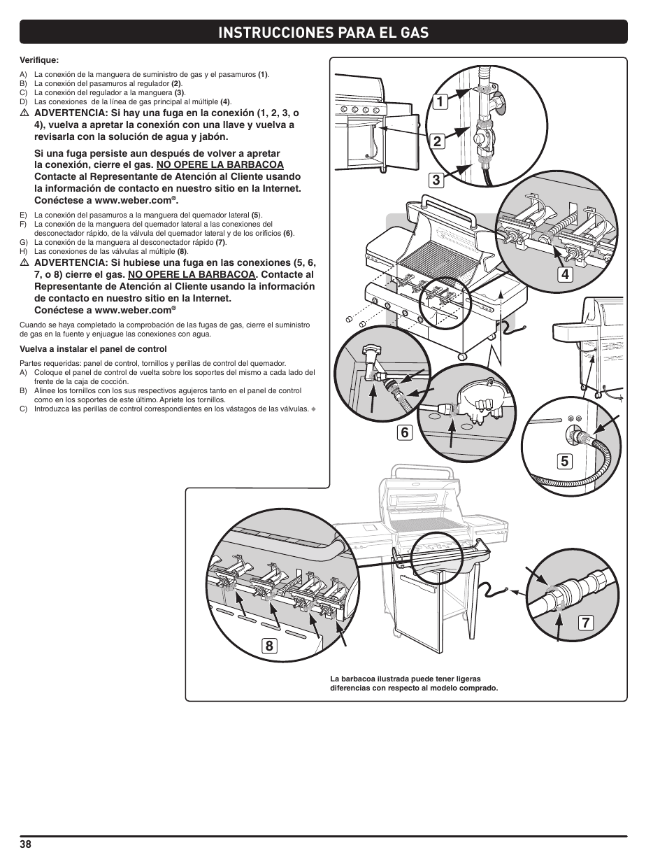 Instrucciones para el gas | weber Summit 56221 User Manual | Page 38 / 80