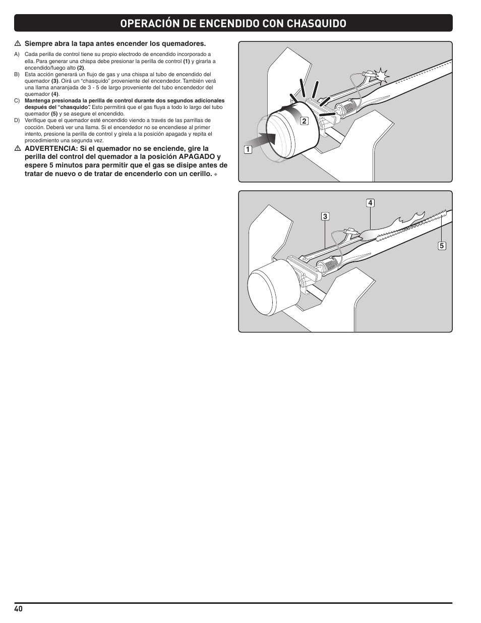 Operación de encendido con chasquido | weber Summit 56221 User Manual | Page 40 / 80