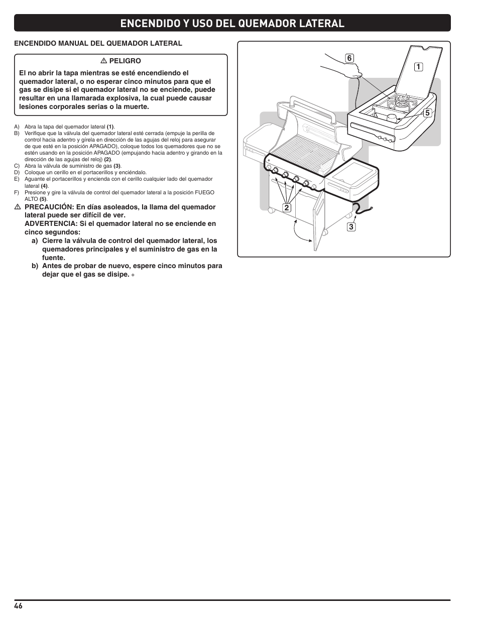 Encendido y uso del quemador lateral | weber Summit 56221 User Manual | Page 46 / 80