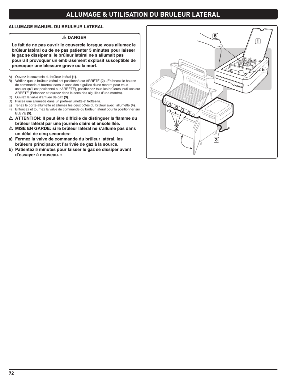 Allumage & utilisation du bruleur lateral | weber Summit 56221 User Manual | Page 72 / 80