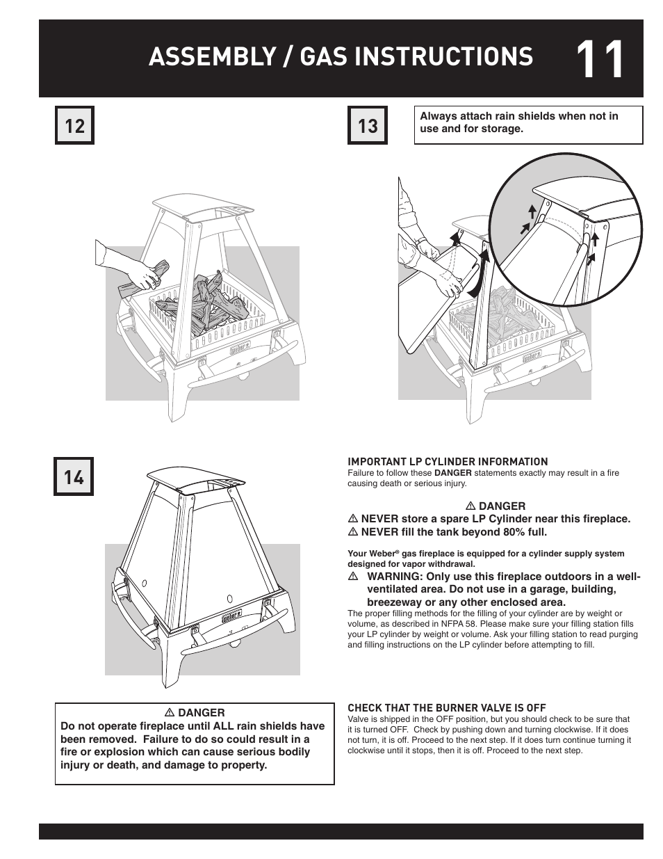 Assembly / gas instructions | weber 43028 User Manual | Page 11 / 20