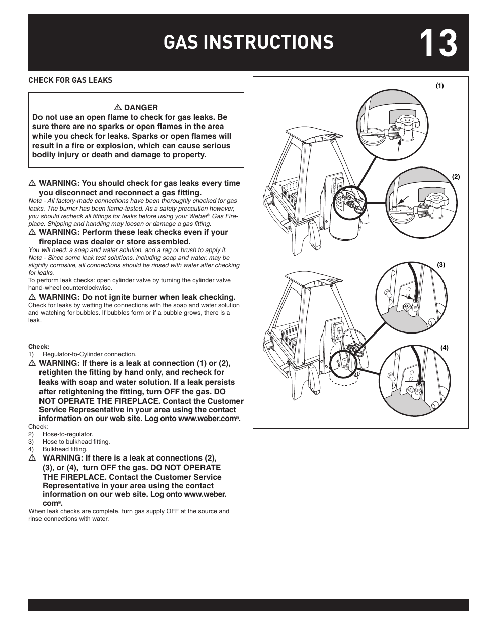 Gas instructions | weber 43028 User Manual | Page 13 / 20