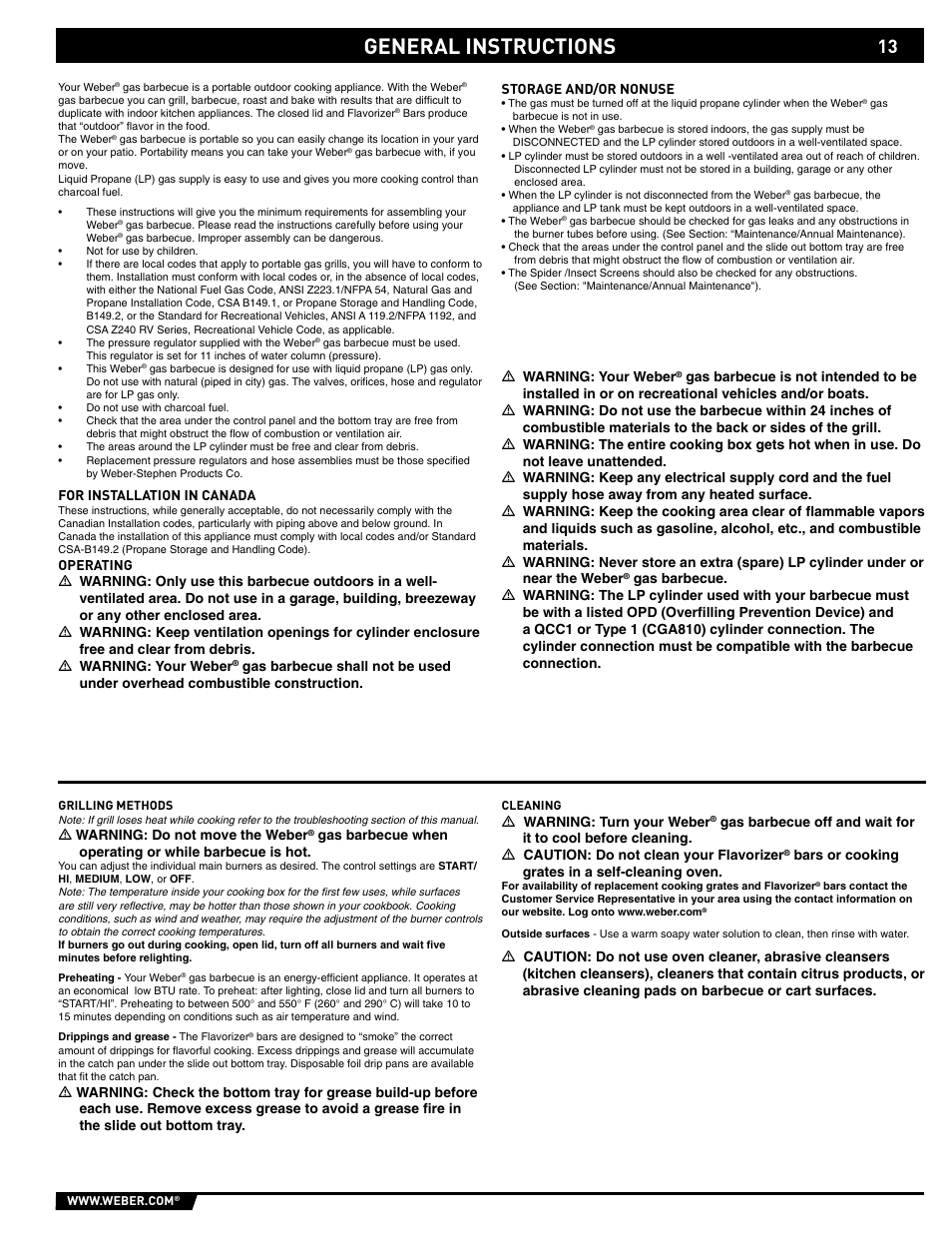 General instructions | weber 89559 User Manual | Page 13 / 84