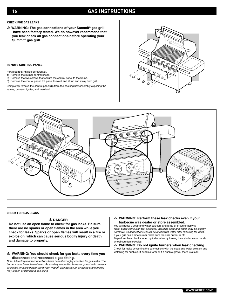 Gas instructions | weber 89559 User Manual | Page 16 / 84