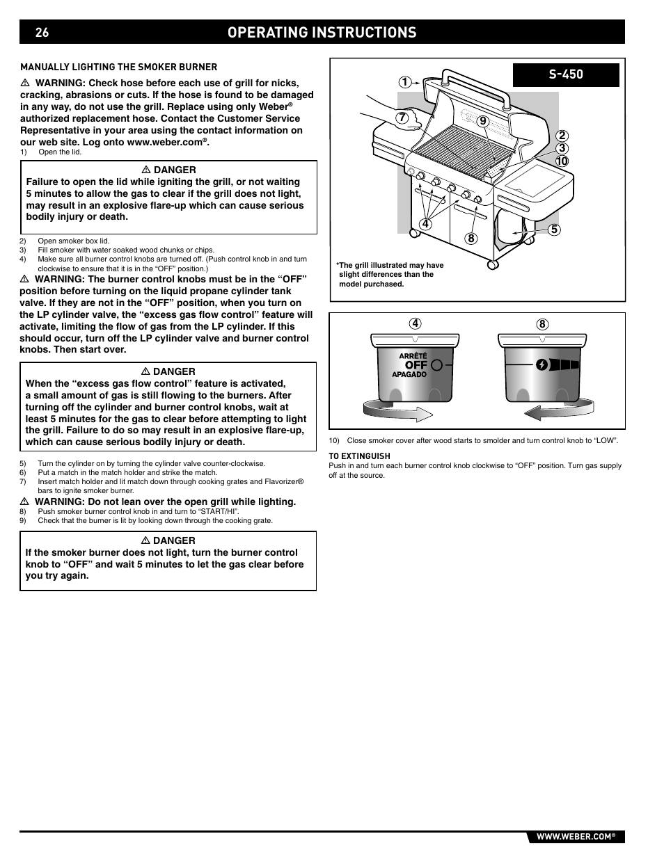 Operating instructions, S-450 | weber 89559 User Manual | Page 26 / 84