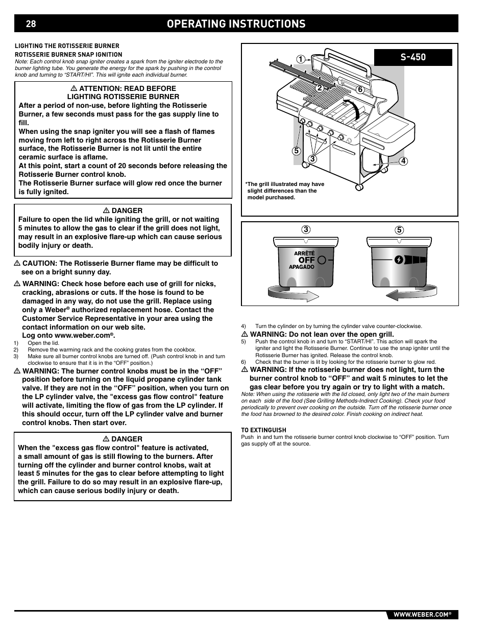 Operating instructions, S-450 | weber 89559 User Manual | Page 28 / 84