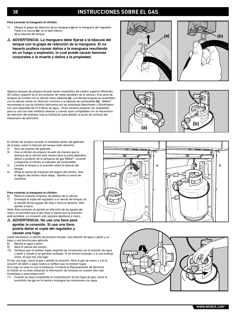 Instrucciones sobre el gas, A) (b) | weber 89559 User Manual | Page 38 / 84