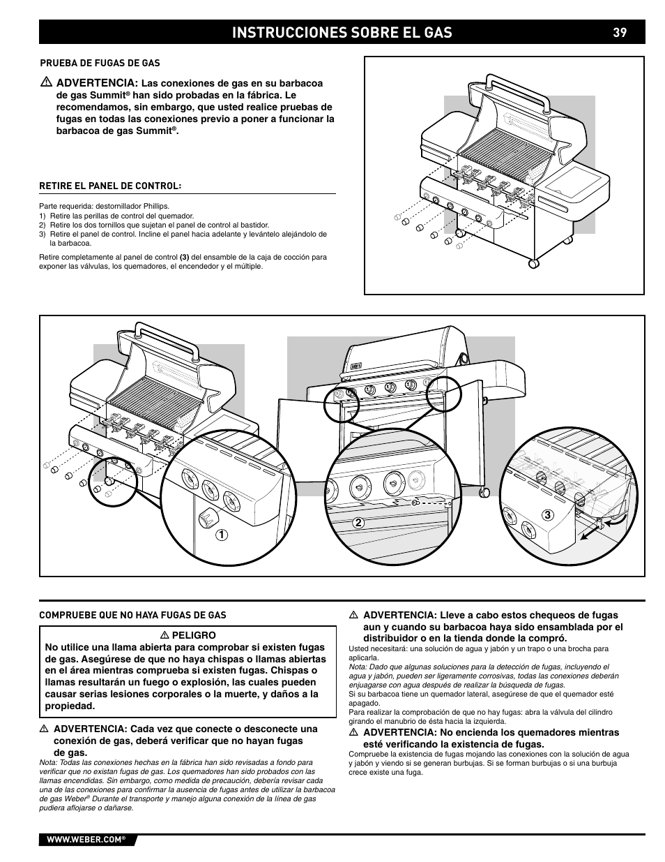 Instrucciones sobre el gas | weber 89559 User Manual | Page 39 / 84