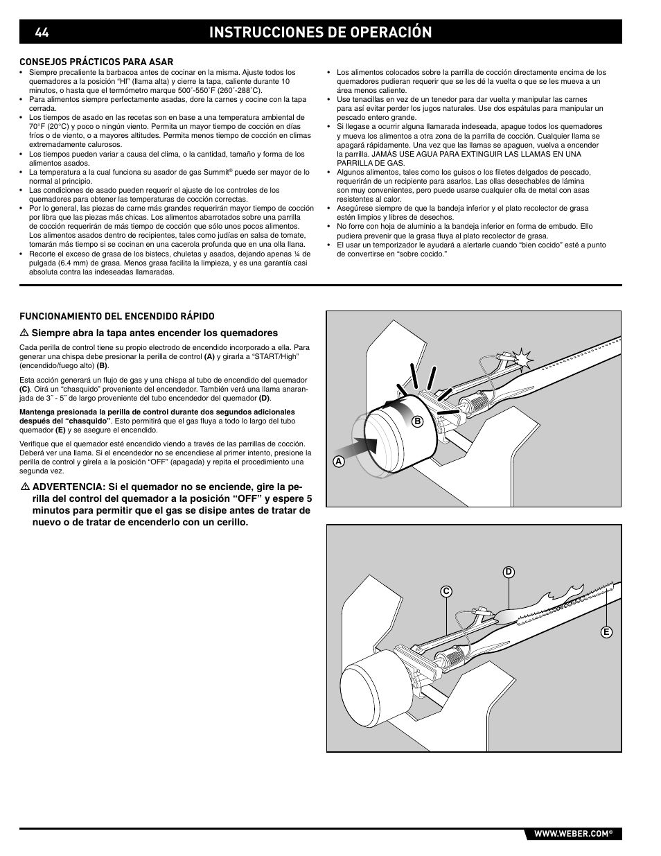 Instrucciones de operación | weber 89559 User Manual | Page 44 / 84